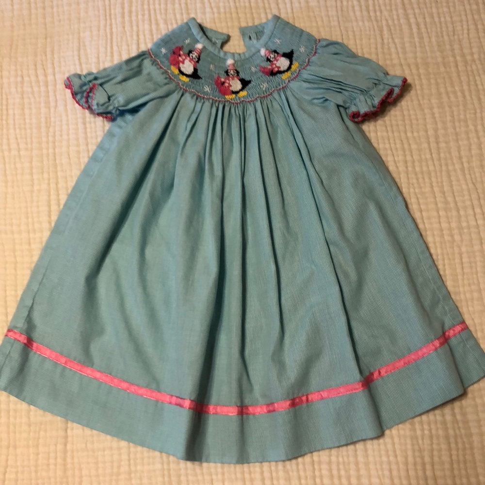 Gingham Smocked penguin dress